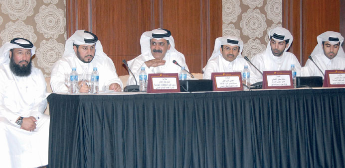 Staff Brig Gen Abdulla al-Suwaydi, third left, addressing the meeting in the presence of QC and GDCD officials