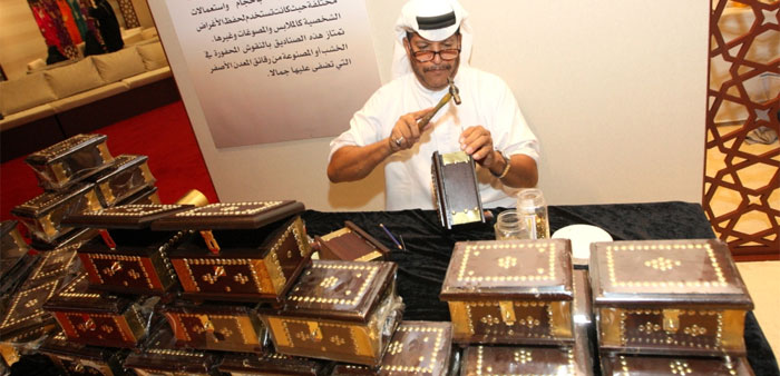 Abdullah al-Haddad exhibits his products at the first GCC Handicraft Exhibition at Sheraton Doha. PICTURE: Nasar TK