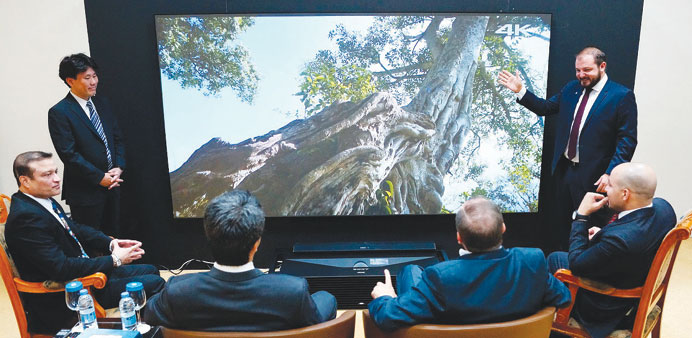 A demonstration of Sonyu2019s new VPL-GTZ1 4K laser light projector.