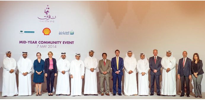 Dignitaries at Tafawoqu2019s mid-year u2018Project Management Community Eventu2019 in Doha.