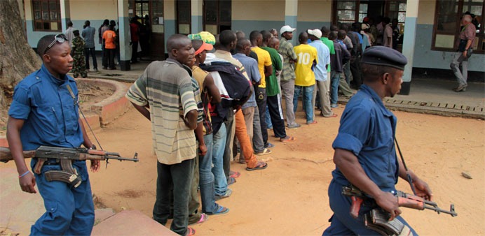 Burundian queue at a polling station to vote for the parliamentary and local elections 