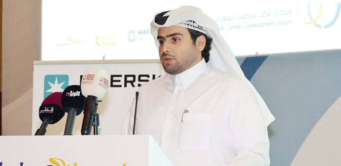 Sheikh Jassim al-Thani addressing the event yesterday.