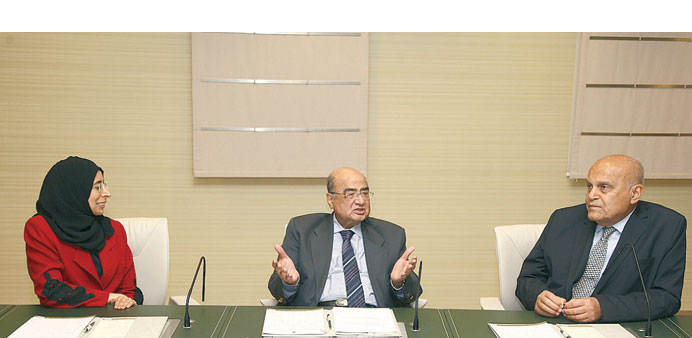 From left: Dr Hanan al-Kuwari, Managing Director of Hamad Medical Corporation, Dr Fathy Saoud, President of Qatar Foundation and Professor Sir Magdi Y