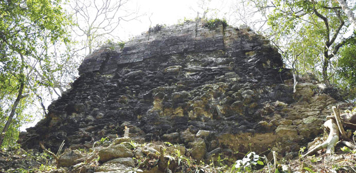 A handout photo of the remains of an ancient Mayan city in Tamchen.