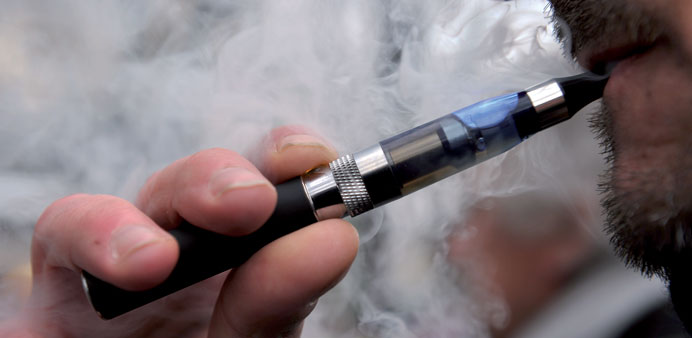 An e-cigarette being smoked by a man in Germany.