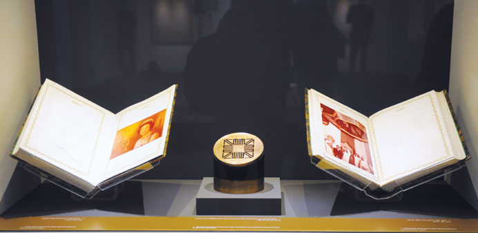 The Aga Khan Award for Architecture (centre) is among the exhibits. PICTURES: Noushad Thekkayil
