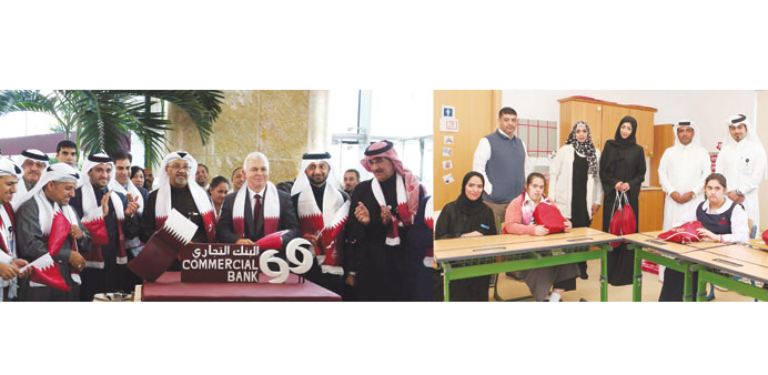Stevens and al-Raisi are seen at the cake cutting ceremony. (Right) Commercial Bank team visiting Shafallah Centre.