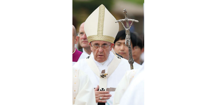    Pope Francis celebrates Mass at the 6th Asian Youth Day in Haemi-myeon.