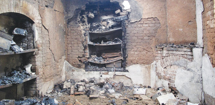 A burnt room inside a prison following a Taliban attack in Dera Ismail Khan.