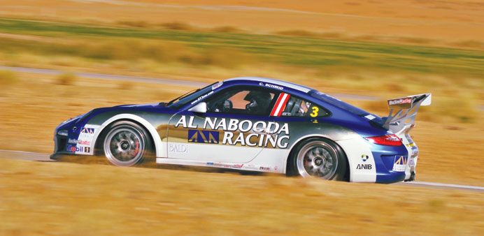 Clemens Schmid of Dubaiu2019s al-Nabooda Racing Club in action.