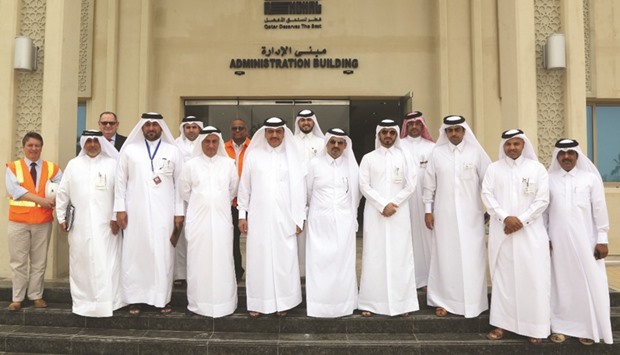 HE Mohamed bin Abdullah al-Rumaihi with Ashghal officials at the Doha North Sewage Treatment Plant.