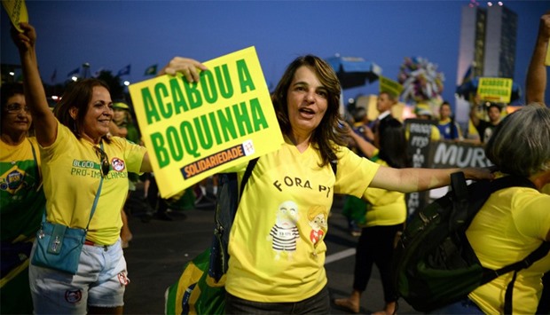 People demonstrate in support of the impeachment of Brazilian President Dilma Rousseff