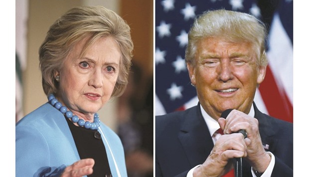 US Democratic presidential candidate Hillary Clinton and Republican US presidential candidate Donald Trump.