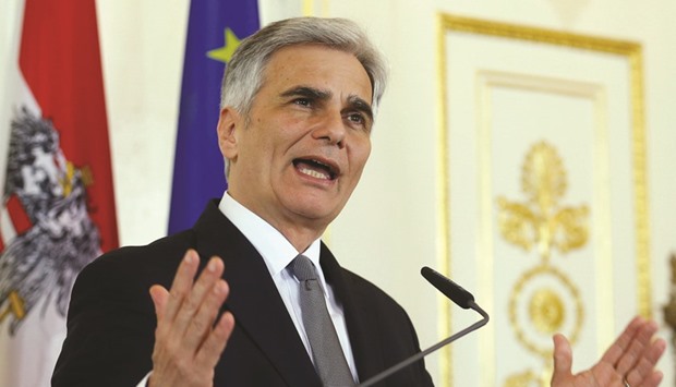 Faymann: urged party supporters and trade unions to choose a u2018united path ... for a fair, socially equal Austriau2019.