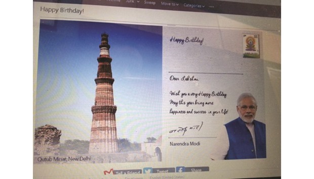 The birthday greeting from Prime Minister Modi