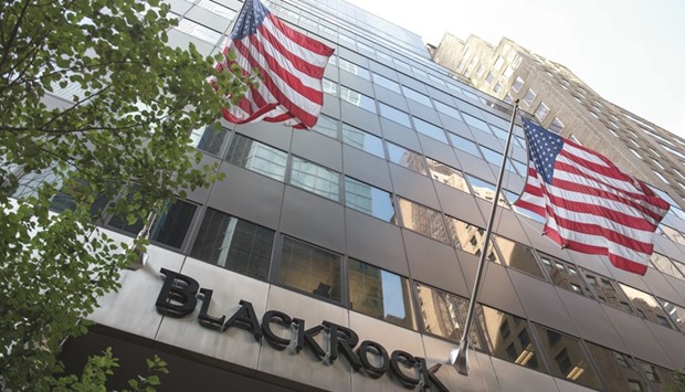 The BlackRock logo is displayed at the companyu2019s offices in New York. The worldu2019s biggest money manager cut its view on US debt to underweight from neutral, meaning it recommends less than benchmark exposure.
