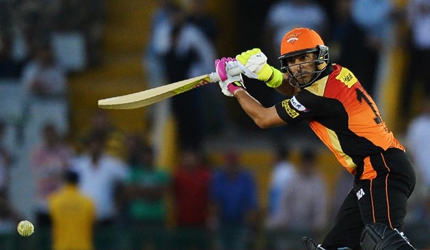Sunrisers Hyderabad's Yuvraj Singh in action during the Indian Premier League match against Kings XI Punjab yesterday. (AFP)
