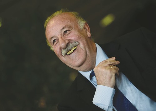 Spain coach Vicente del Bosque gestures during an interview ahead of the Euro 2016 at Soccer City in Las Rozas near Madrid. (AFP)