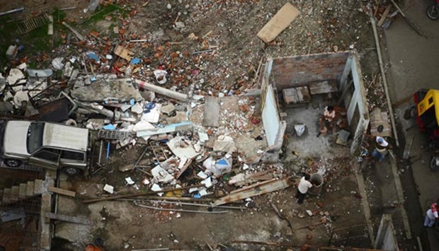Aerial view of Pedernales, Ecuador on Monday, a month after a 7.8 magnitude earthquake rocked the city.