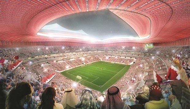 An artistic view of Al Bayt Stadium in Al Khor