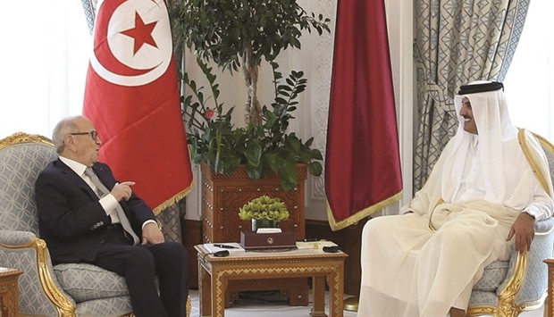 The Emir and the Tunisian president holding talks.