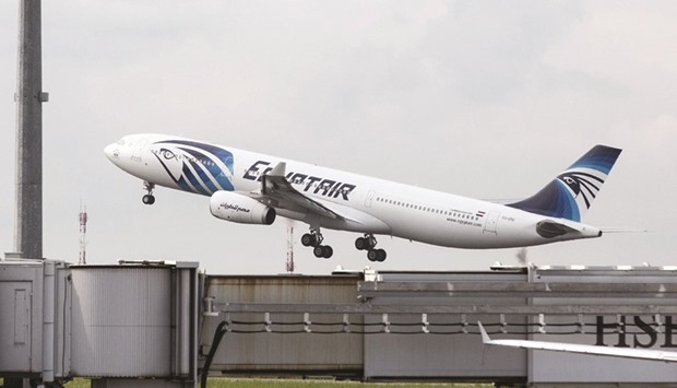 An EgyptAir Airlines passenger jet takes off from Charles de Gaulle airport, operated by Aeroports de Paris, in Roissy, France on Thursday.  The crash of an EgyptAir jet into the Mediterranean is the latest blow to Egyptu2019s efforts to rebuild its economy after five years of political turmoil.