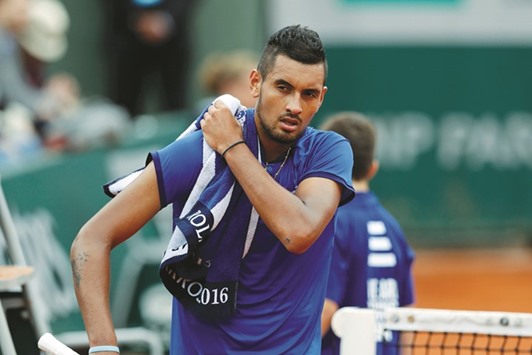 Australia's Nick Kyrgios beat Italy's Marco Cecchinato (not in picture) in the first round of the French Open in Paris yesterday. (Reuters)