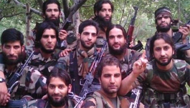 pictures of Kashmir militant group on social media