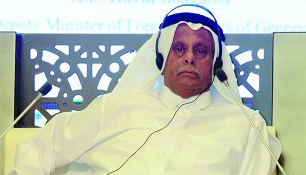 HE Abdullah bin Hamad al-Attiyah at the opening session on 'Energy- global status and challenges' at the Doha Forum on Monday. PICTURES: Thajuddin.