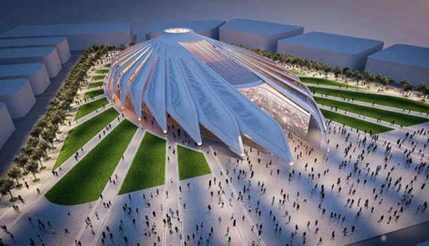 A computer-generated image shows architect Santiago Calatravau2019s design for the UAE pavilion for Dubai World Expo 2020.