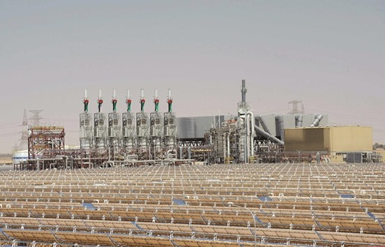 A general view of the solar power plant Shams 1 at Madinat Zayed in Abu Dhabi. As the Gulf states take steps to expand their use of clean energy, a bold plan by the UAE to boost its use of renewable electricity from less than 1% to 24% in the next five years could be a game-changer for the region, according to experts.