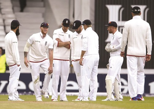 Ben Stokes (second left) had a surgery on his left knee after pulling up injured during the first Test against Sri Lanka. (Reuters)