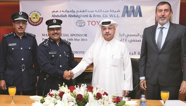 AAB and Milipol Qatar 2016 officials after the signing ceremony. PICTURE: Jayan Orma