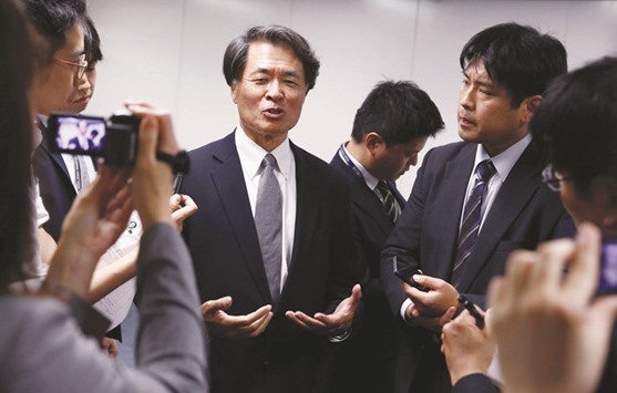 Mitsubishi Motorsu2019 new head of Research and Development Mitsuhiko Yamashita talks to reporters in Tokyo yesterday.