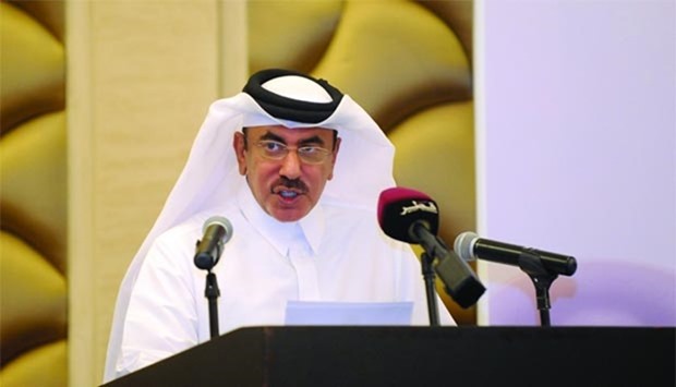 HE the Minister of Transport and Communications Jassim Seif Ahmed al-Sulaiti addressing the 3rd Middle East Aviation Safety Summit in Doha on Thursday. PICTURES: Najeer Feroke.
