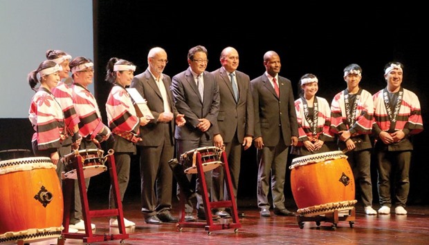 The performers with Ambassador Shingo Tsuda and other guests.       Photo by Umer Nangiana
