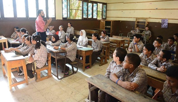 A classroom in an Egyptian school. The plight of public schools is a critical indicator of how Egyptu2019s revolution has failed its people.