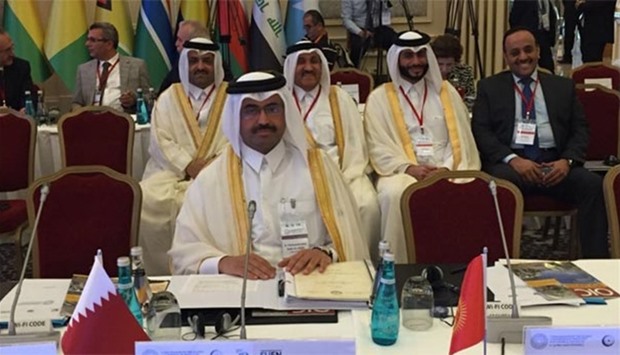 HE the Minister of Energy and Industry Dr Mohamed Saleh al-Sada and other officials at the Riyadh meeting on Thursday.