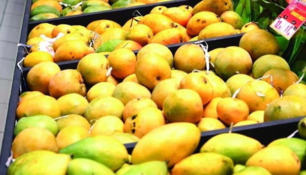 Mangoes are sold in large quantities in Qatar, especially between May and September. A view of the mango section at a hypermarket in Doha.