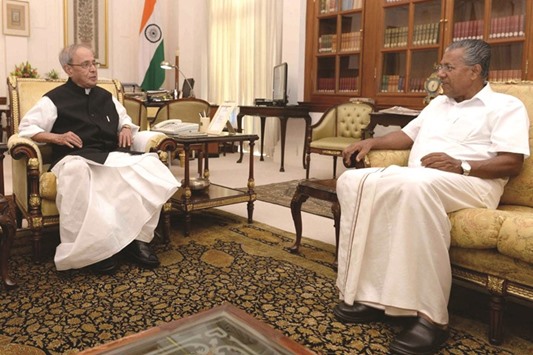 Vijayan meets President Mukherjee in New Delhi yesterday.
