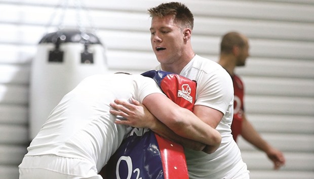 Teimana Harrison of England during training session at Pennyhill Park Hotel in Surrey.