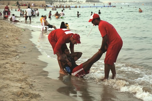 QRCS personnel at work at the beach.