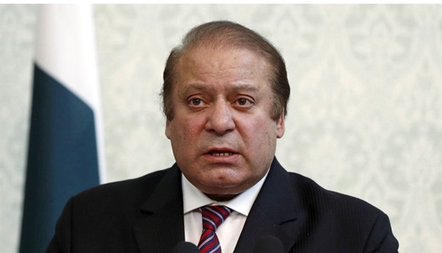 Pakistan Prime Minister Nawaz Sharif speaks during a joint news conference in Kabul, Afghanistan, May 12, 2015