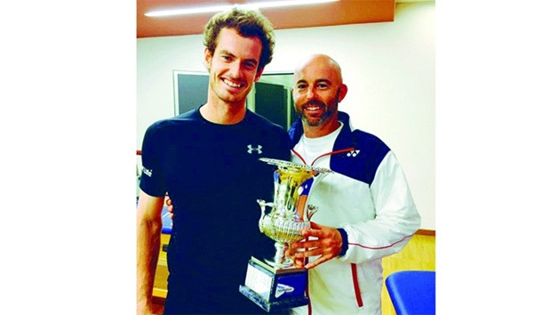 Andy Murray (left) celebrates his Italian Open victory with Jamie Delgado in Rome earlier this month. (Twitter/DelgadoJamie)