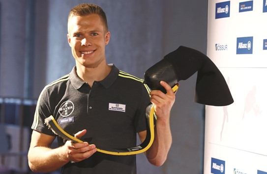 German paralympic long jumper Markus Rehm poses after a news conference in Cologne, Germany, yesterday. (Reuters)