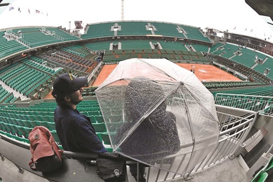 No play was possible at the French Open yesterday due to heavy rain at Roland Garros in Paris. (AFP)