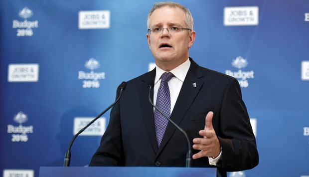 Scott Morrison speaking to journalists at a press conference before delivering the 2016 Federal Governmentu2019s budget at Parliament House in Canberra yesterday.