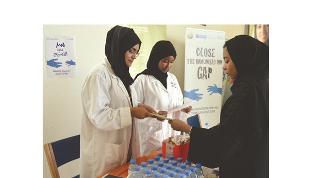 Public Health students hold educational and interactive activities at a booth set up at QU.