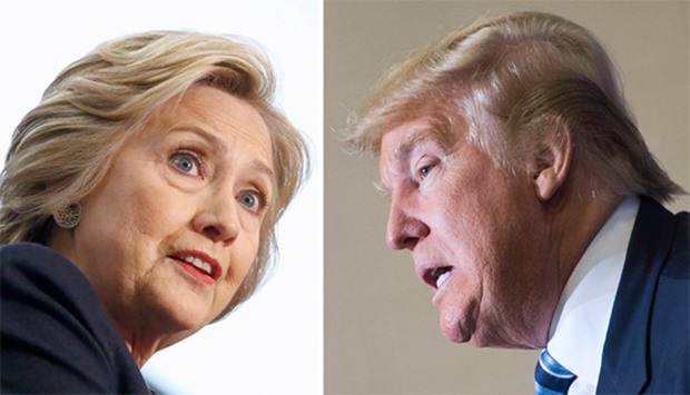 Democratic candidate Hillary Clinton(L) and Republican challenger Donald Trump