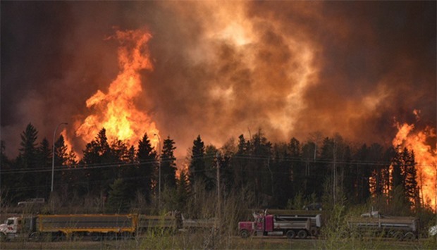 Wildfire is worsening along highway 63 Fort McMurray, Alberta Canada